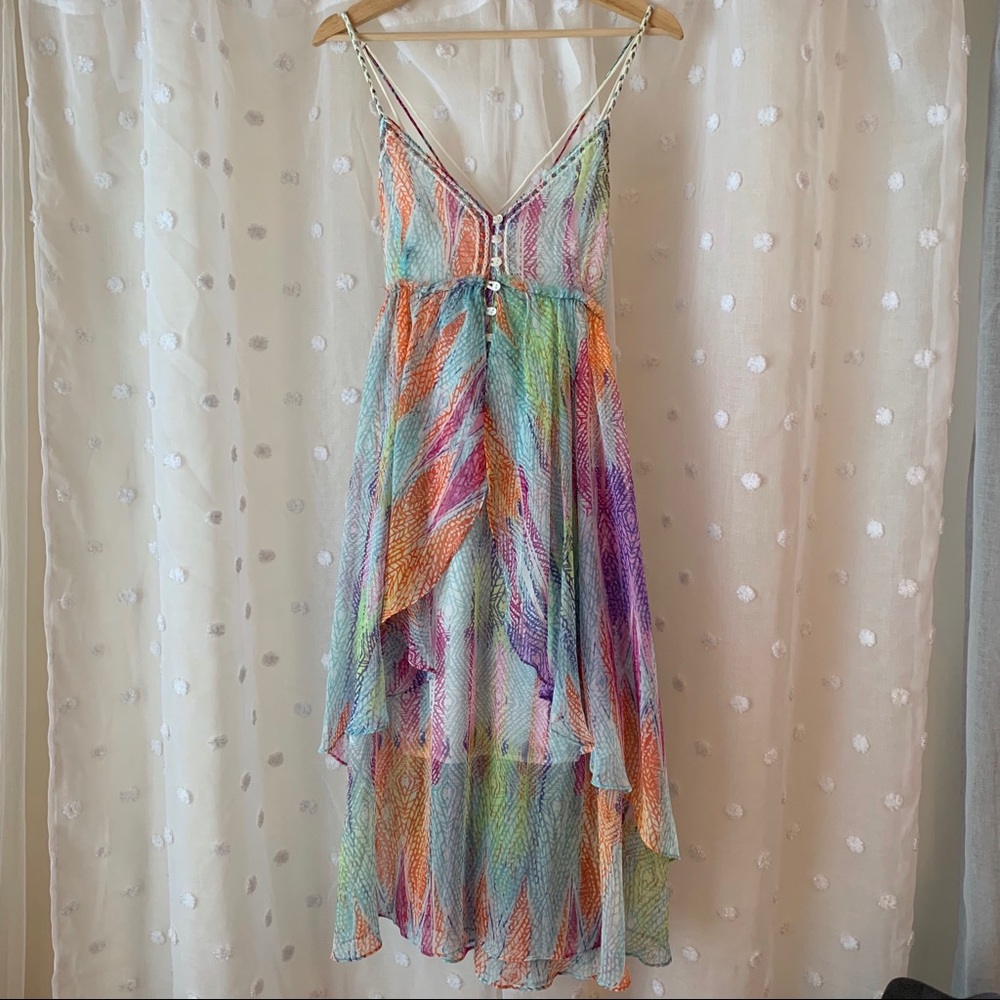 Free People Geometric Multi High-low Strappy Dress